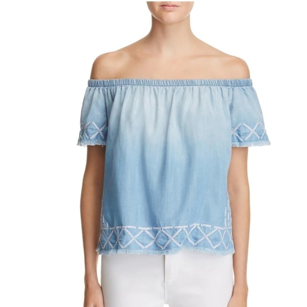 Anthropologie Bella Dahl Embroidered Tencel Blouse